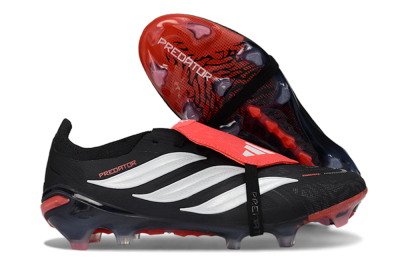 Adidas Predator 26 Elite Fold-Over Tongue FG Football Boots - Black/Crimson Red/Slate Grey