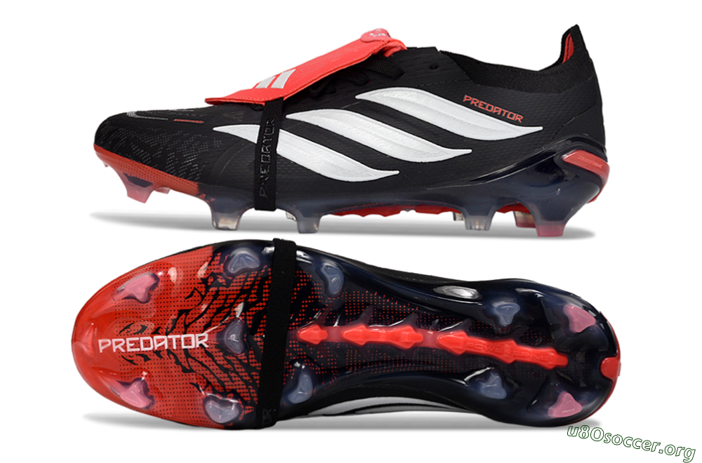Adidas Predator 26 Elite Fold-Over Tongue FG Football Boots - Black/Crimson Red/Slate Grey 1