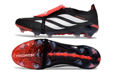 Adidas Predator 26 Elite Fold-Over Tongue FG Football Boots - Black/Crimson Red/Slate Grey
