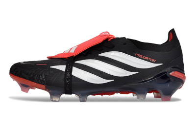 Adidas Predator 26 Elite Fold-Over Tongue FG Football Boots - Black/Crimson Red/Slate Grey