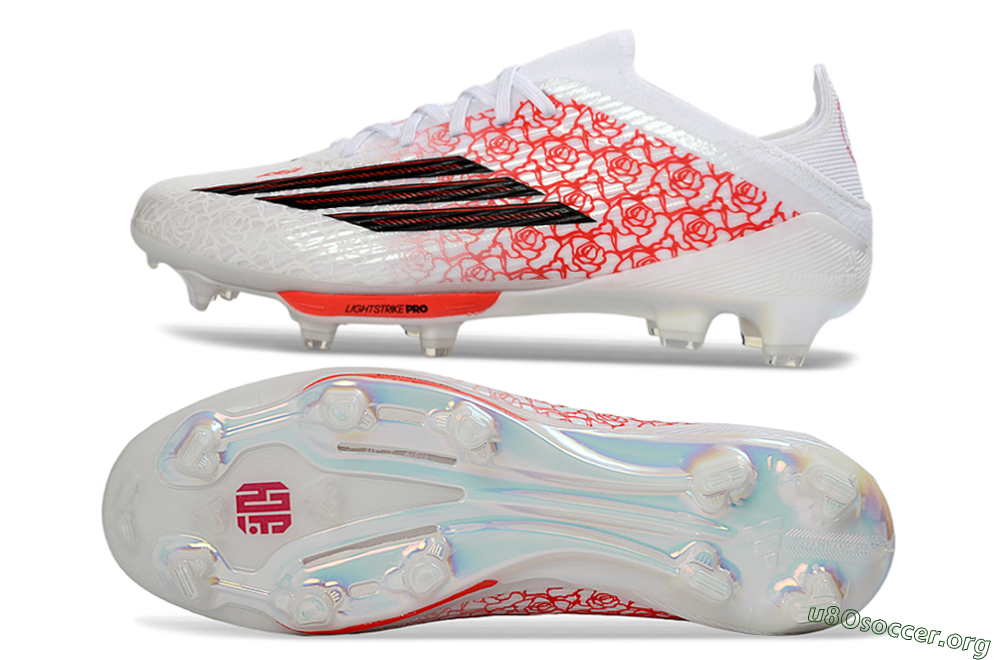 Adidas F50+ Elite Lightstrike Pro FG Football Boots - White/Crimson Red/Black 1