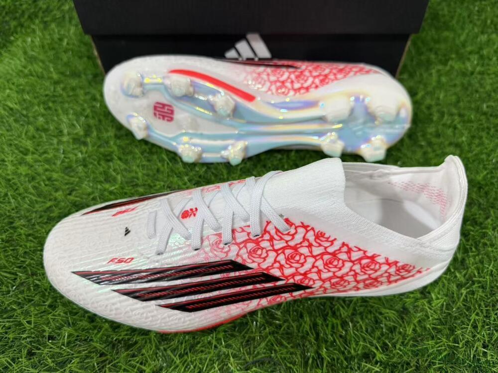 Adidas F50+ Elite Lightstrike Pro FG Football Boots - White/Crimson Red/Black 14