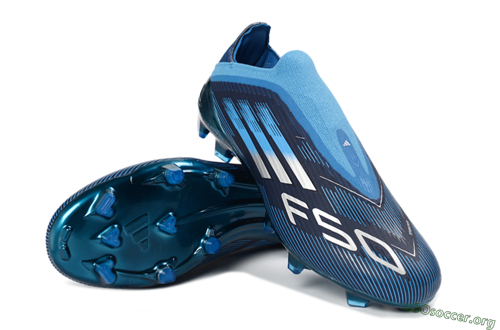 Adidas F50 Elite Laceless FG Football Boots - Blue/Sky Blue/Navy Blue 4
