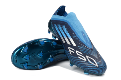 Adidas F50 Elite Laceless FG Football Boots - Blue/Sky Blue/Navy Blue