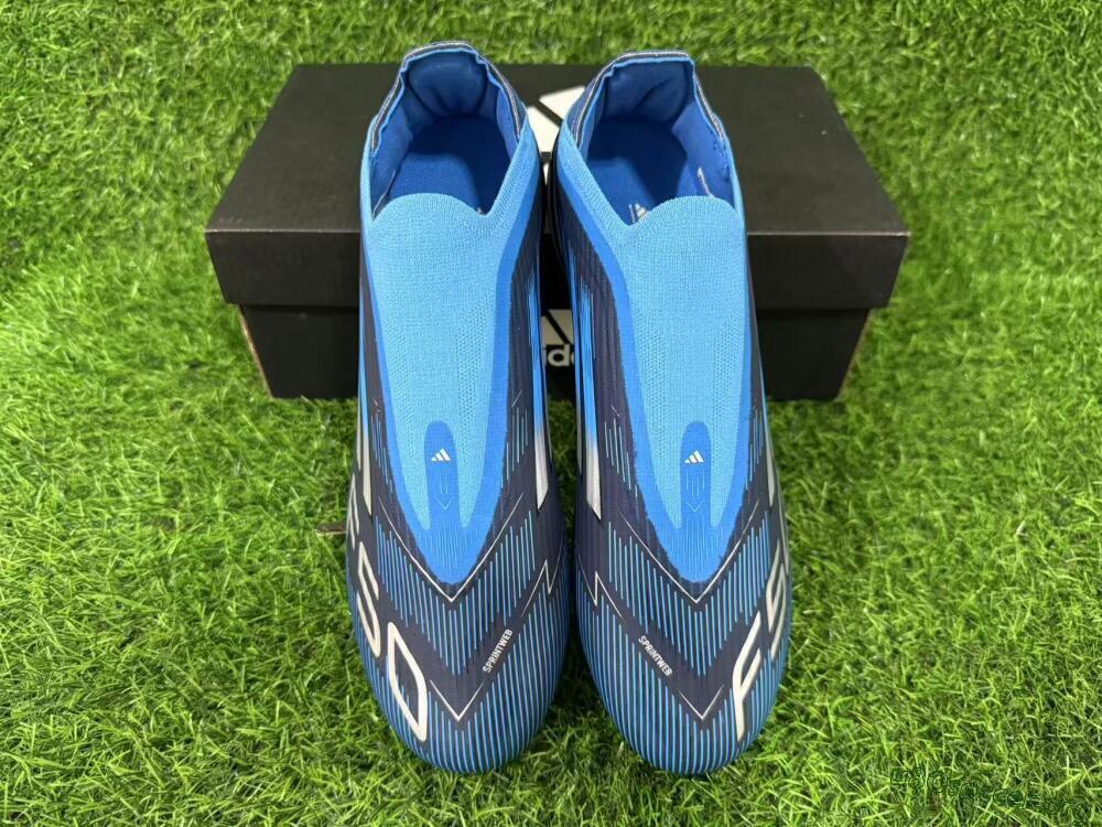 Adidas F50 Elite Laceless FG Football Boots - Blue/Sky Blue/Navy Blue 10