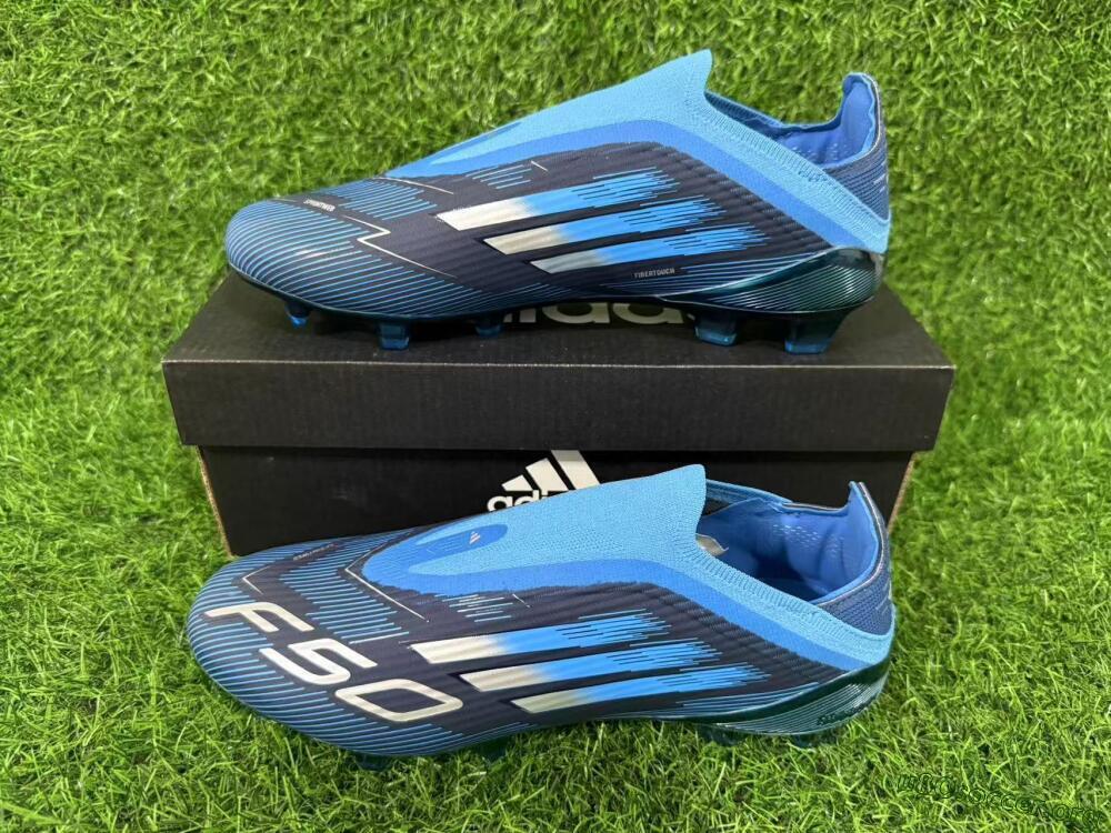 Adidas F50 Elite Laceless FG Football Boots - Blue/Sky Blue/Navy Blue 13