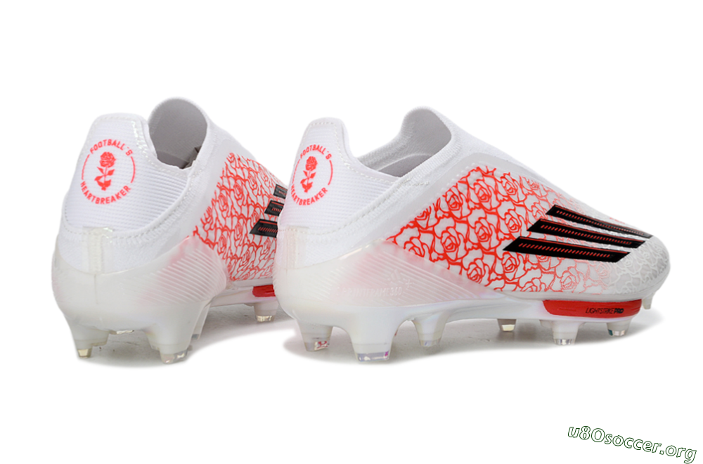 Adidas F50+ Elite Lightstrike Pro Laceless FG Football Boots - White/Scarlet Glow/Black Burst 7