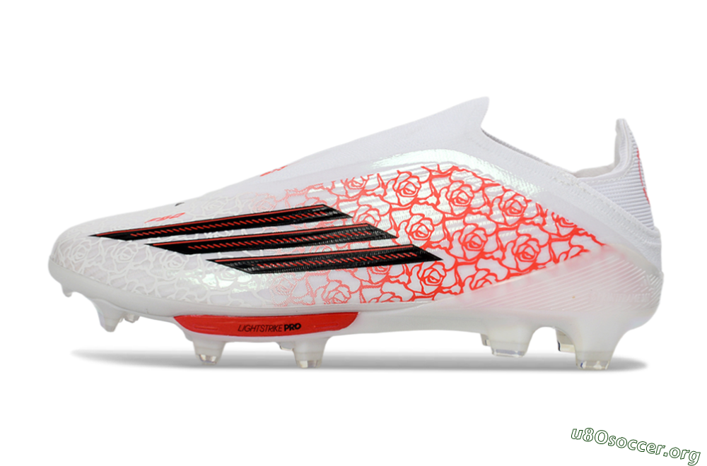 Adidas F50+ Elite Lightstrike Pro Laceless FG Football Boots - White/Scarlet Glow/Black Burst 3