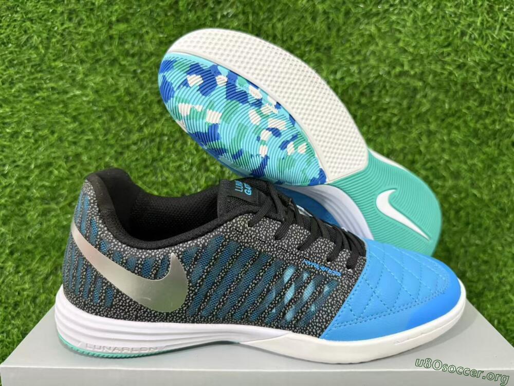 Nike Lunar Gato 2 IC Football Shoes - Blue/Aqua Blue/Black Metallic