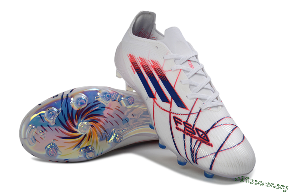 Adidas F50 Elite Laceless AG Football Boots - White/Crimson Red/Marine Blue 4