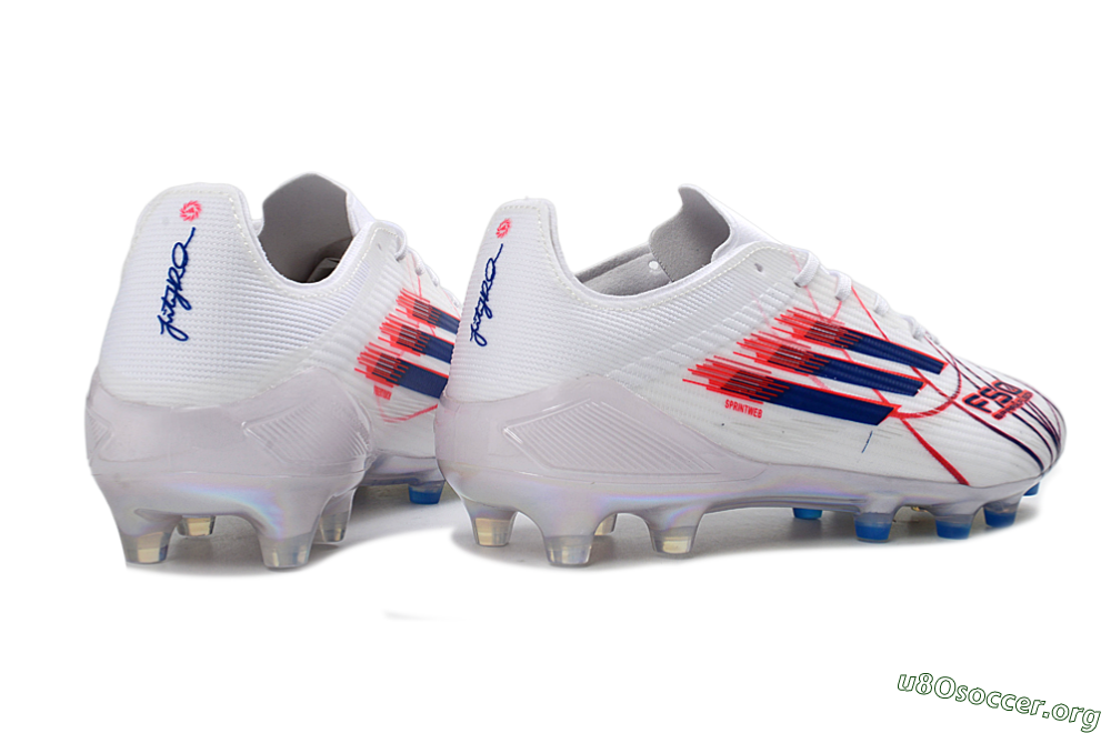 Adidas F50 Elite Laceless AG Football Boots - White/Crimson Red/Marine Blue 7
