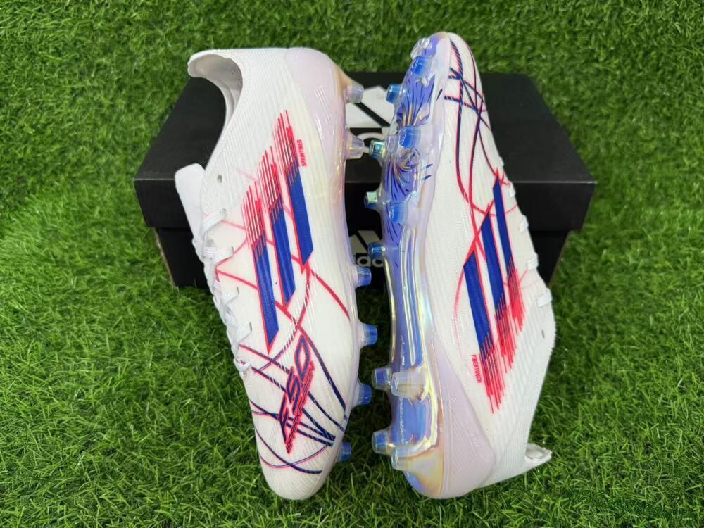 Adidas F50 Elite Laceless AG Football Boots - White/Crimson Red/Marine Blue