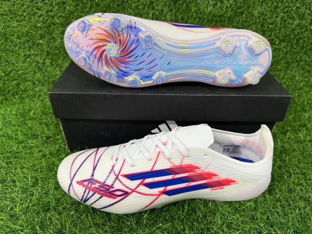 Adidas F50 Elite Laceless AG Football Boots - White/Crimson Red/Marine Blue