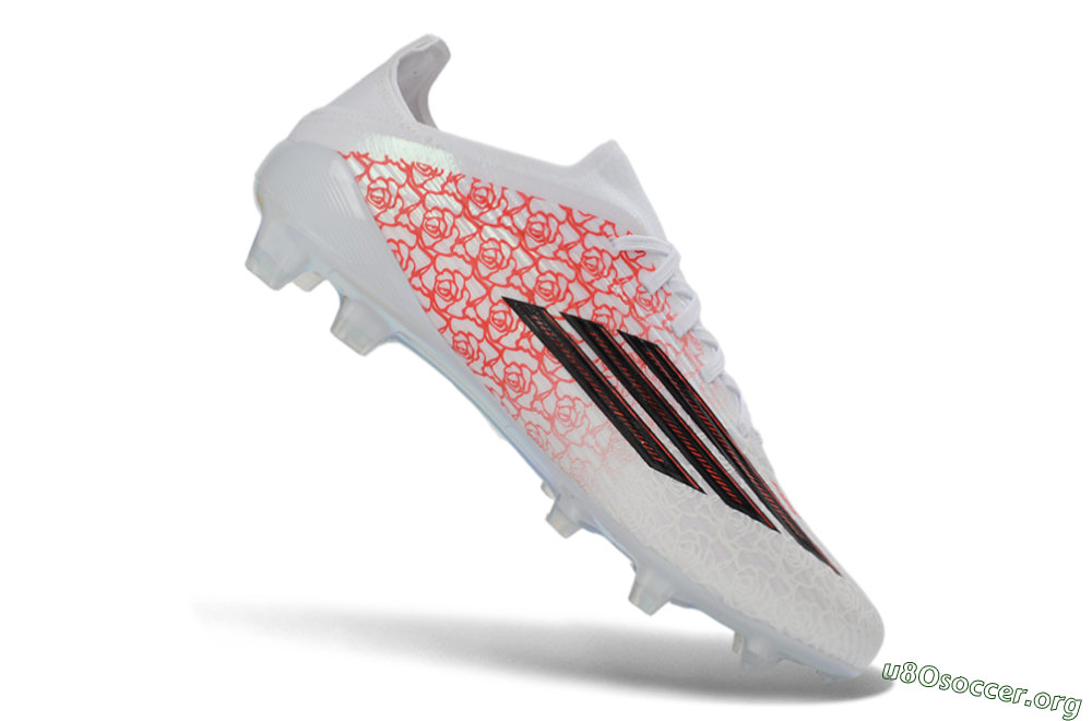 Adidas F50 Elite Laceless FG Football Boots - White/Crimson Petals/Crystal Sole 5