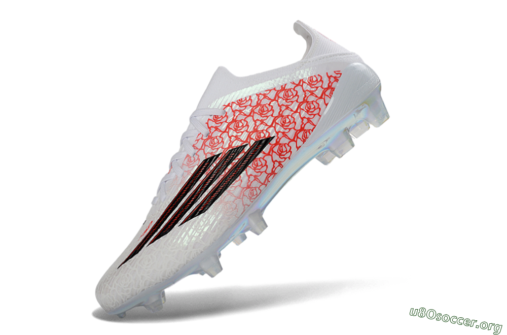 Adidas F50 Elite Laceless FG Football Boots - White/Crimson Petals/Crystal Sole 6