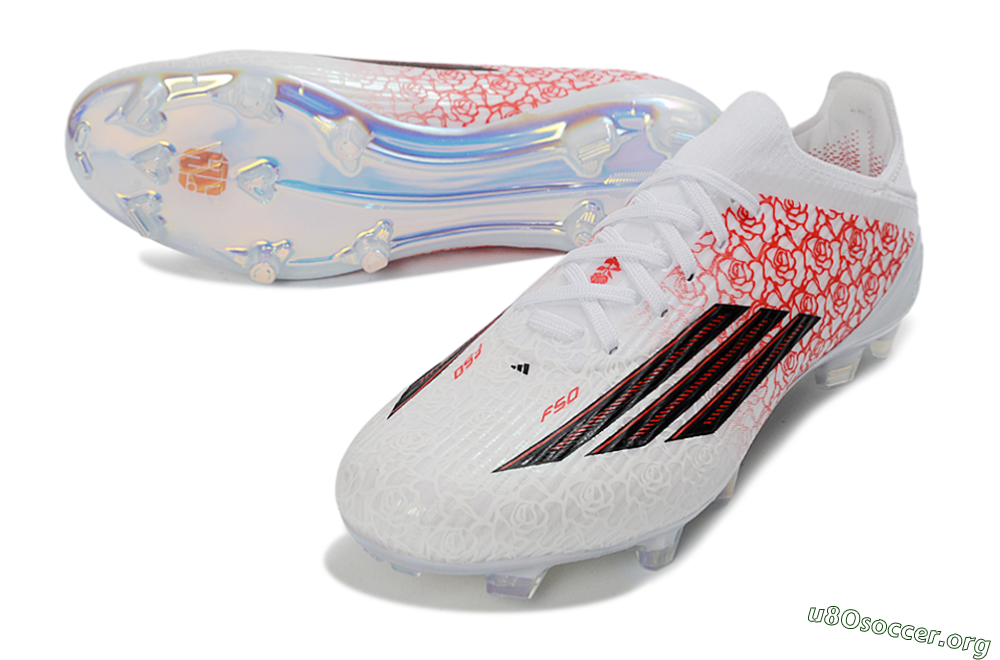 Adidas F50 Elite Laceless FG Football Boots - White/Crimson Petals/Crystal Sole 0