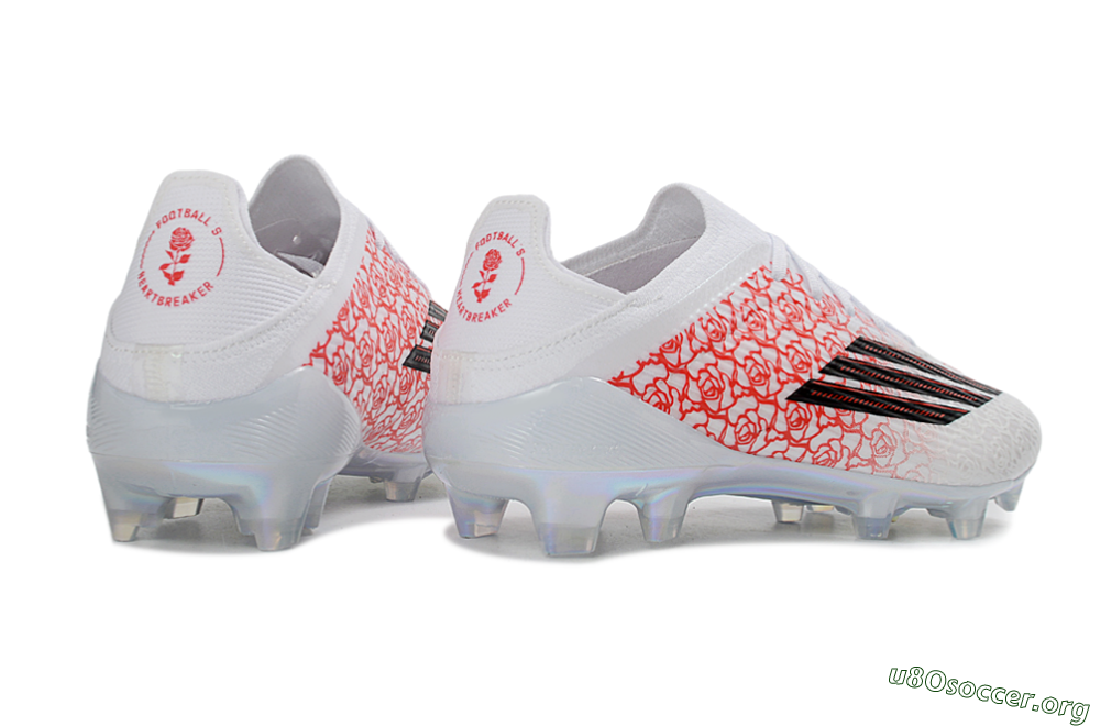 Adidas F50 Elite Laceless FG Football Boots - White/Crimson Petals/Crystal Sole 7