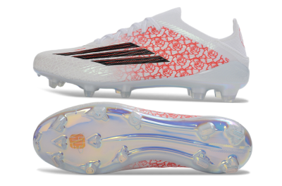 Adidas F50 Elite Laceless FG Football Boots - White/Crimson Petals/Crystal Sole