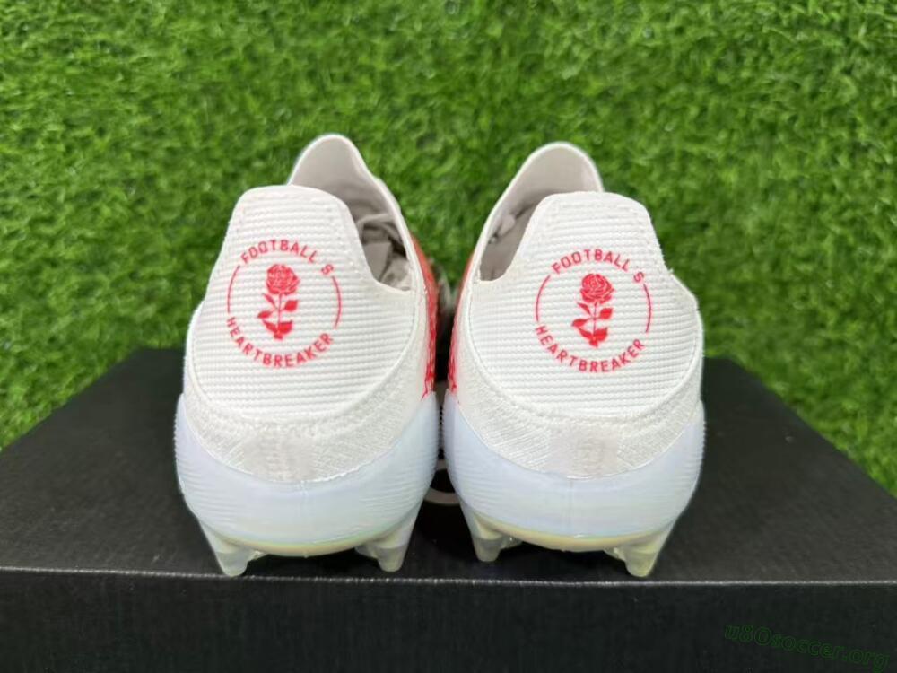 Adidas F50 Elite Laceless FG Football Boots - White/Crimson Petals/Crystal Sole