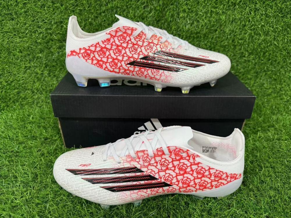 Adidas F50 Elite FG Football Boots - White/Fiery Coral/Black