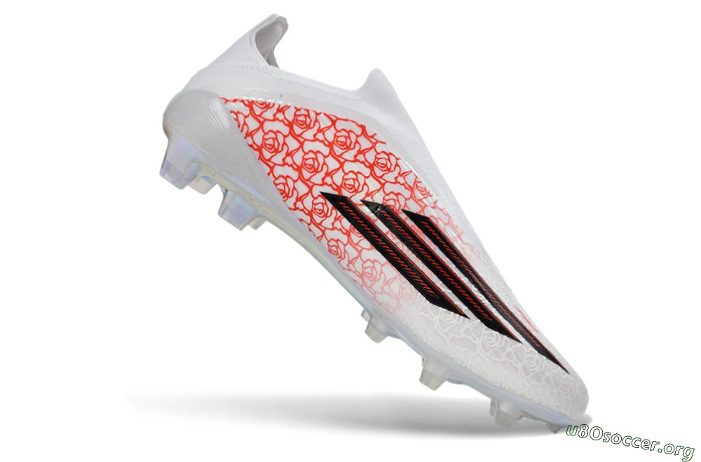 Adidas F50 Elite Laceless FG Football Boots - White/Crimson Rose/Iridescent 5