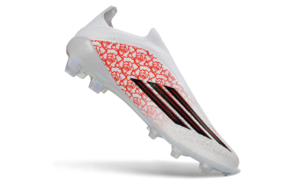 Adidas F50 Elite Laceless FG Football Boots - White/Crimson Rose/Iridescent