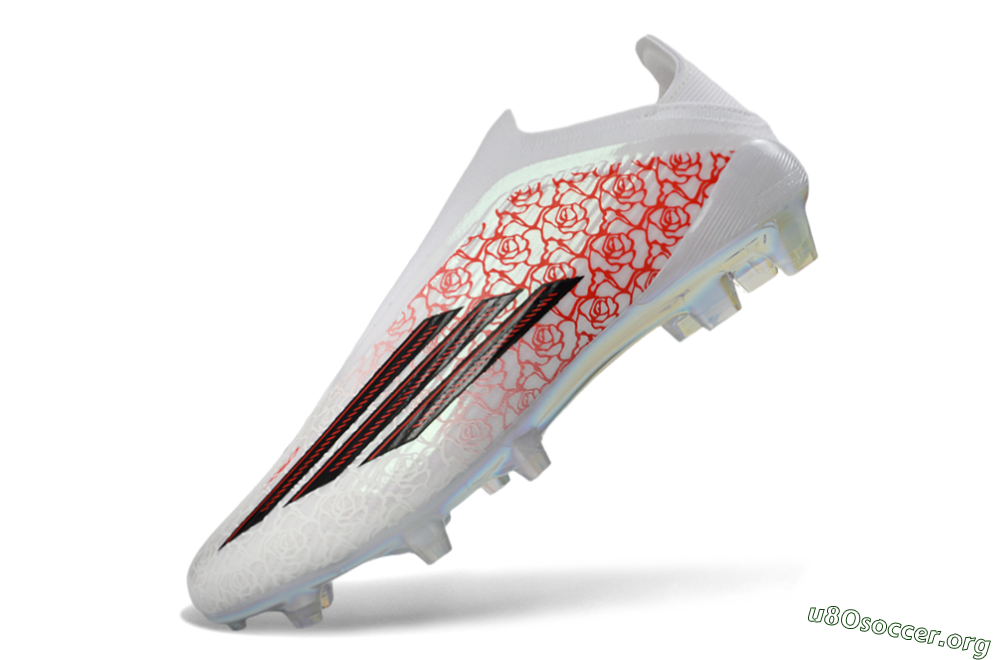 Adidas F50 Elite Laceless FG Football Boots - White/Crimson Rose/Iridescent 6