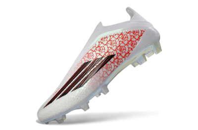 Adidas F50 Elite Laceless FG Football Boots - White/Crimson Rose/Iridescent