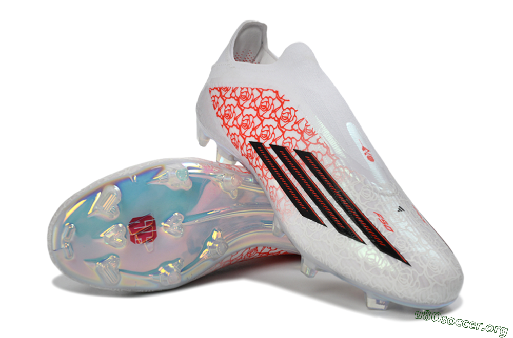 Adidas F50 Elite Laceless FG Football Boots - White/Crimson Rose/Iridescent 4