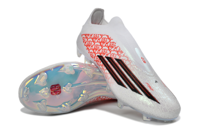 Adidas F50 Elite Laceless FG Football Boots - White/Crimson Rose/Iridescent