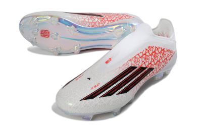 Adidas F50 Elite Laceless FG Football Boots - White/Crimson Rose/Iridescent