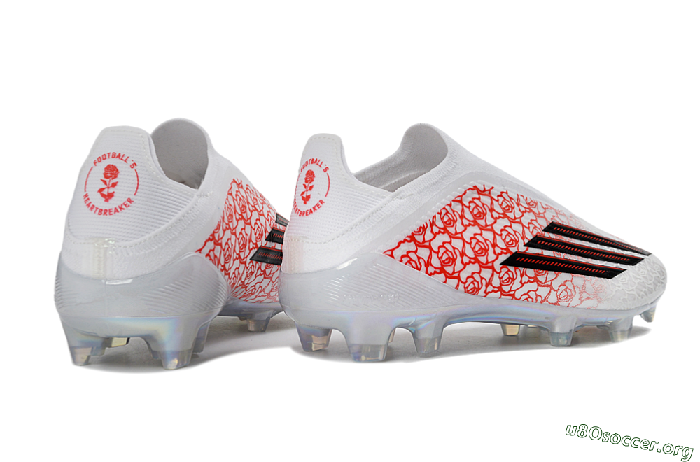 Adidas F50 Elite Laceless FG Football Boots - White/Crimson Rose/Iridescent 7