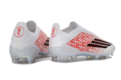 Adidas F50 Elite Laceless FG Football Boots - White/Crimson Rose/Iridescent