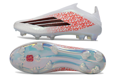 Adidas F50 Elite Laceless FG Football Boots - White/Crimson Rose/Iridescent