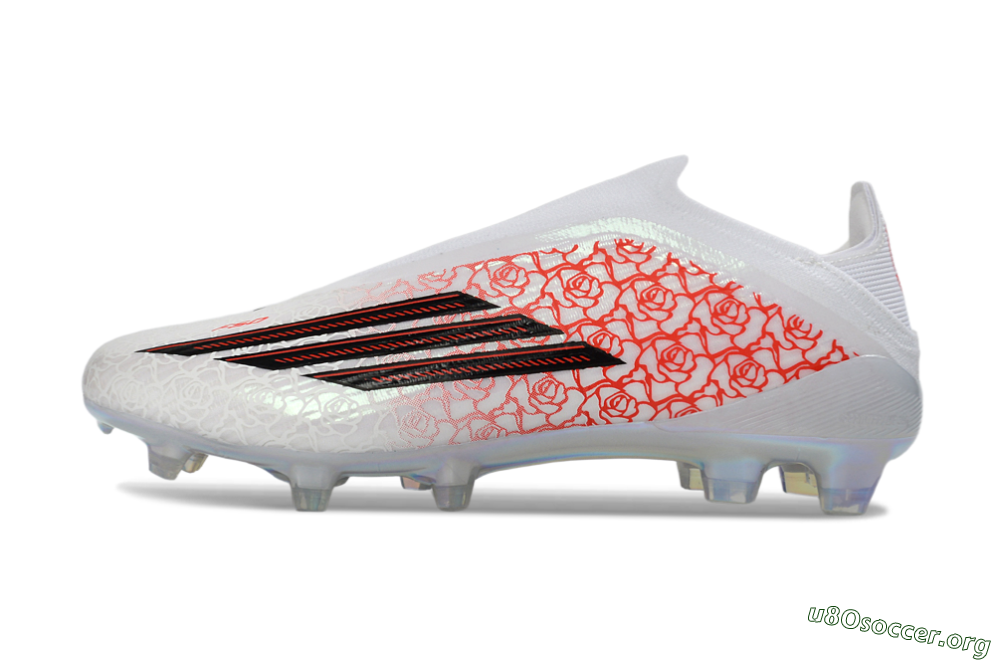 Adidas F50 Elite Laceless FG Football Boots - White/Crimson Rose/Iridescent 3