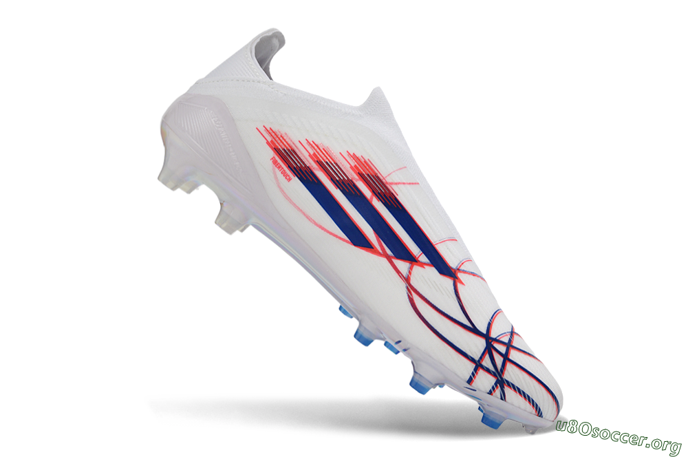 Adidas F50 Elite Laceless AG Football Boots - White/Electric Red/Icy Blue 5