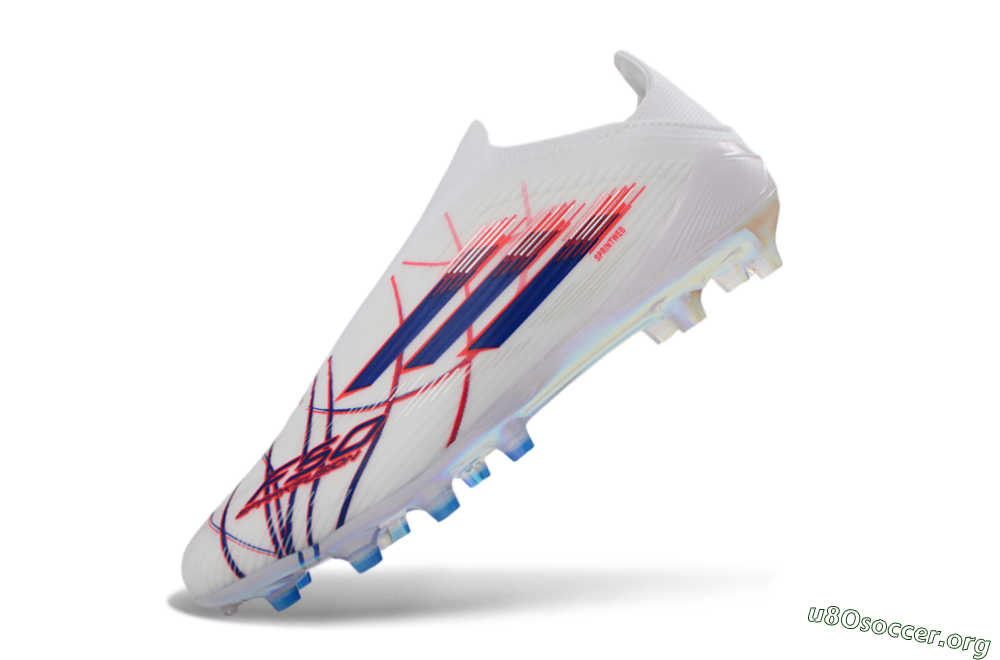 Adidas F50 Elite Laceless AG Football Boots - White/Electric Red/Icy Blue 6