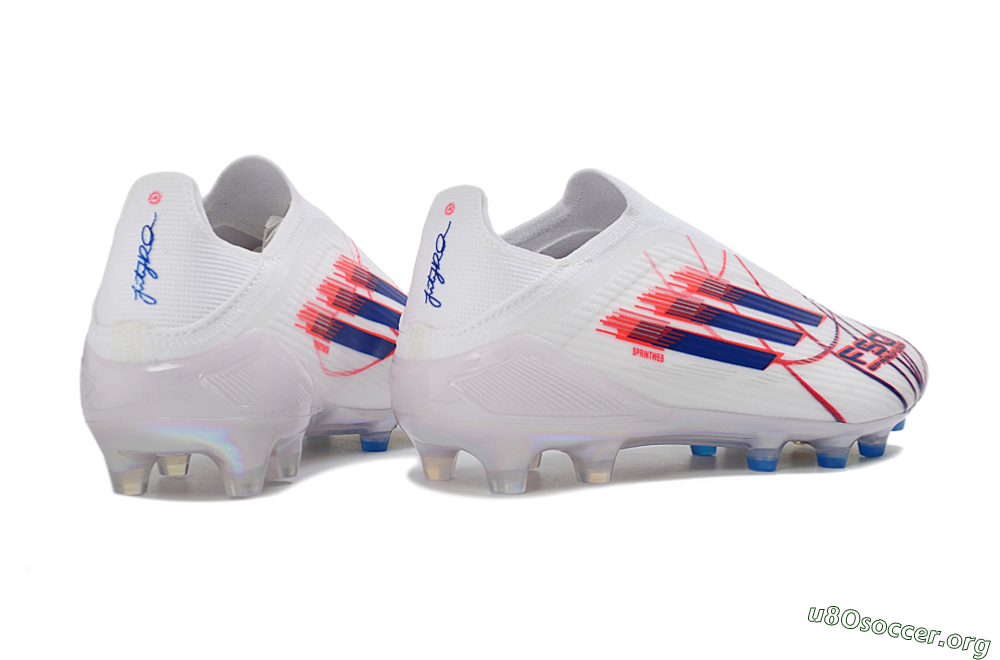 Adidas F50 Elite Laceless AG Football Boots - White/Electric Red/Icy Blue 7