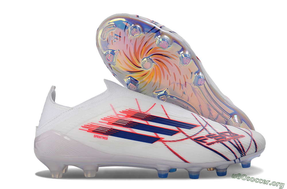 Adidas F50 Elite Laceless AG Football Boots - White/Electric Red/Icy Blue 2