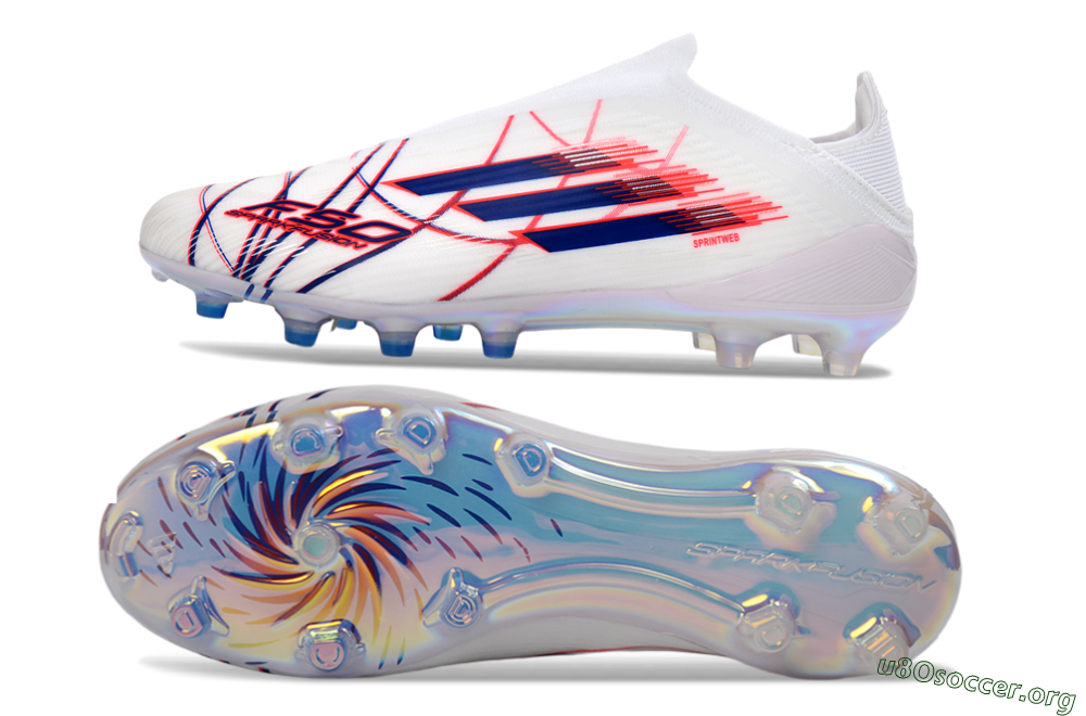 Adidas F50 Elite Laceless AG Football Boots - White/Electric Red/Icy Blue 1