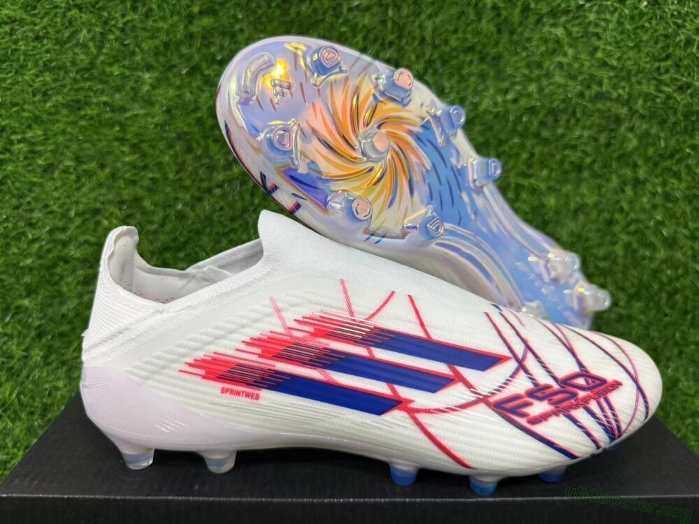 Adidas F50 Elite Laceless AG Football Boots - White/Electric Red/Icy Blue