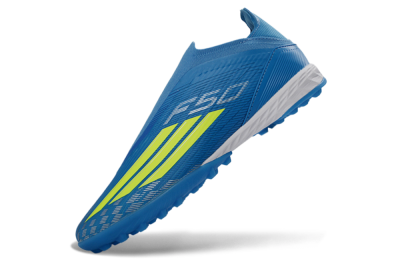 Adidas F50 Elite Laceless TF Football Shoes - Blue/Luminous Green/White
