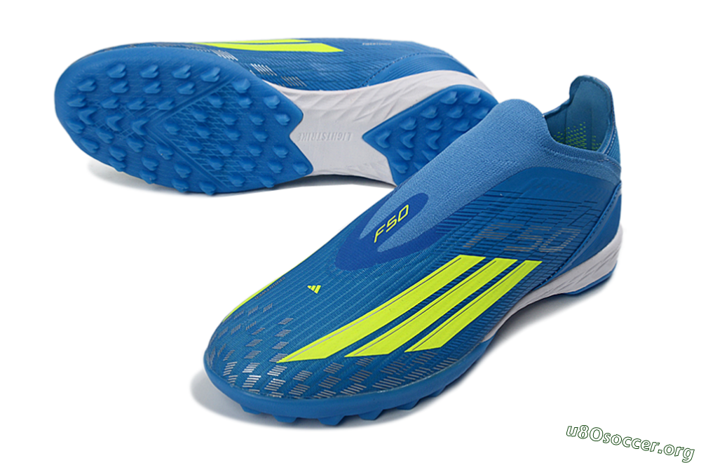 Adidas F50 Elite Laceless TF Football Shoes - Blue/Luminous Green/White 0