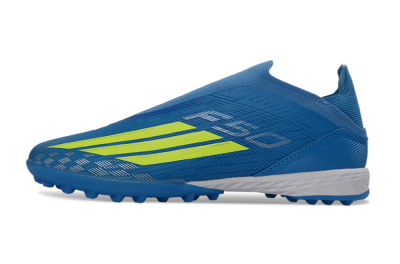 Adidas F50 Elite Laceless TF Football Shoes - Blue/Luminous Green/White