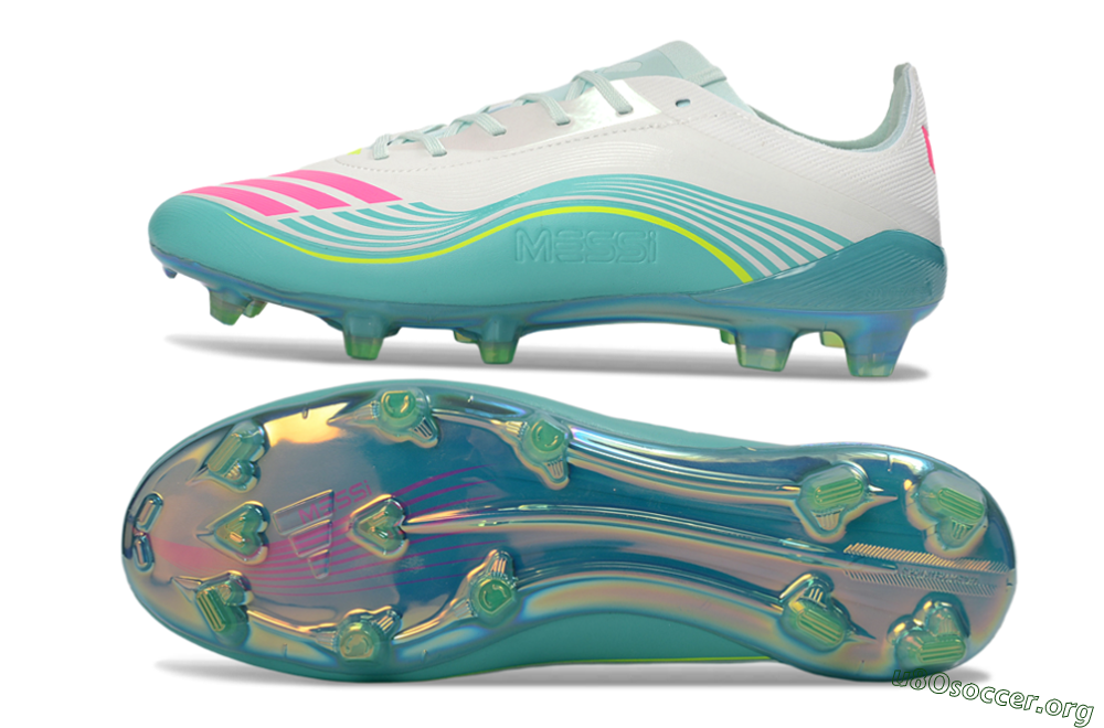Messi x Adidas F50 Elite FG Football Boots - Aqua/Coral Splash/Mint Breeze 1