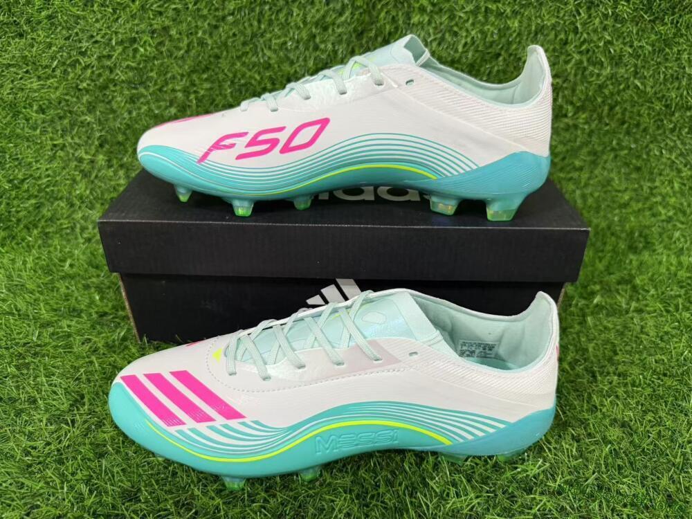 Messi x Adidas F50 Elite FG Football Boots - Aqua/Coral Splash/Mint Breeze