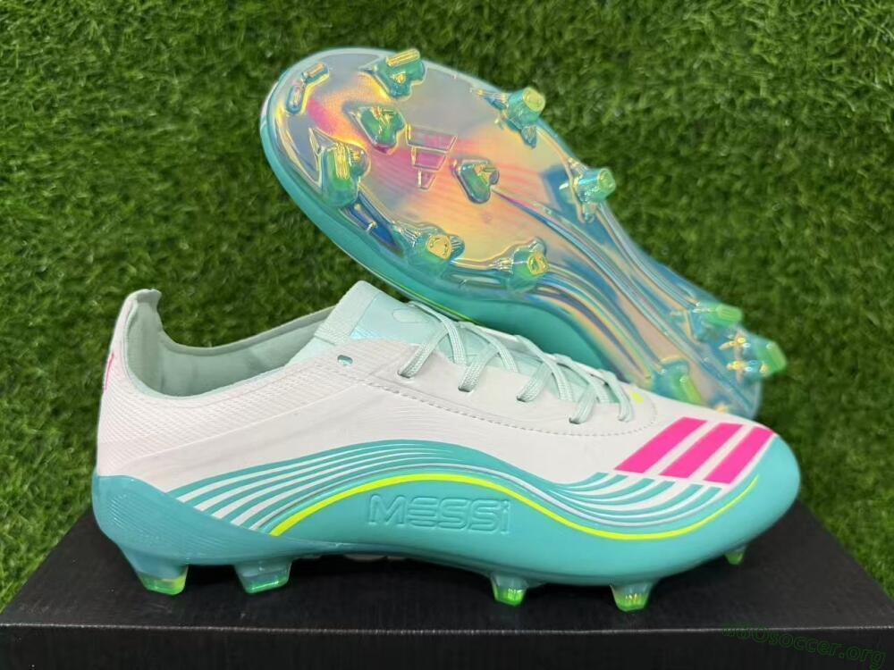 Messi x Adidas F50 Elite FG Football Boots - Aqua/Coral Splash/Mint Breeze