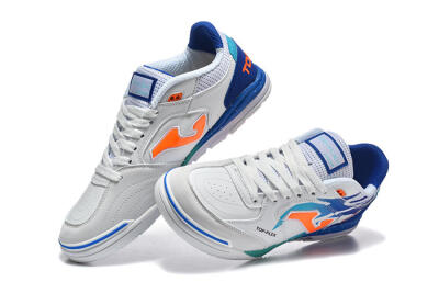 Joma Top Flex IC Football Shoes - White/Electric Blue/Orange Blaze