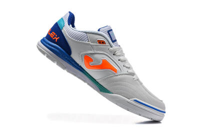 Joma Top Flex IC Football Shoes - White/Electric Blue/Orange Blaze