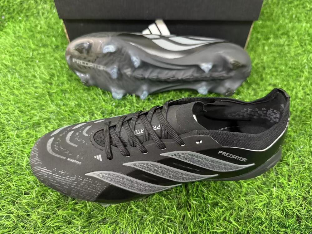 Adidas Predator 26 Elite FG Football Boots - Black/Charcoal Gray/Frosted Silver